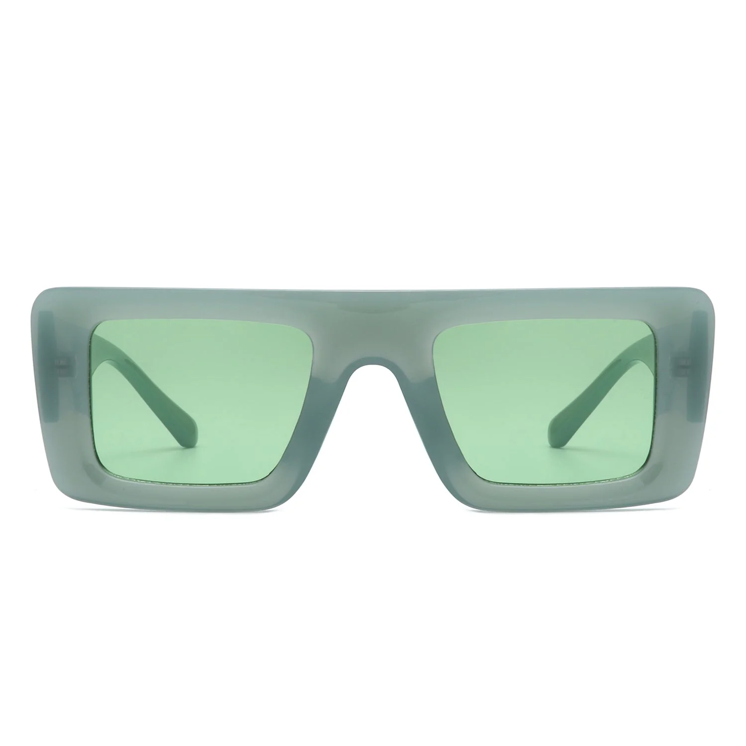 Lumos - Square Retro Two-Tone Thick Frame Flat-Top Sunglasses - Image 11