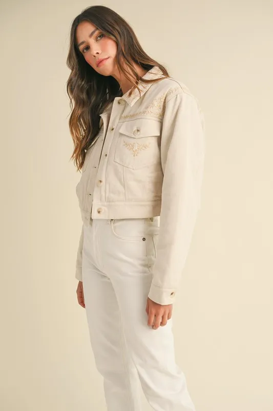 MABLE Embroidered Quilted Cropped Jacket - Image 5