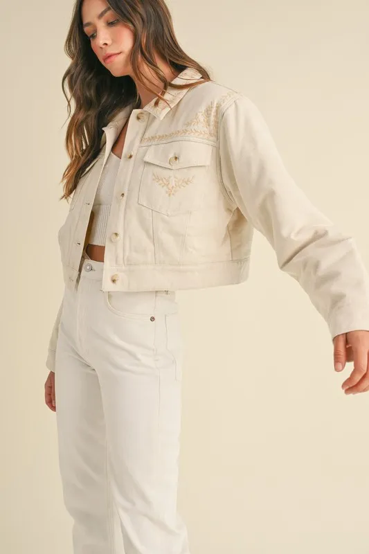 MABLE Embroidered Quilted Cropped Jacket - Image 8