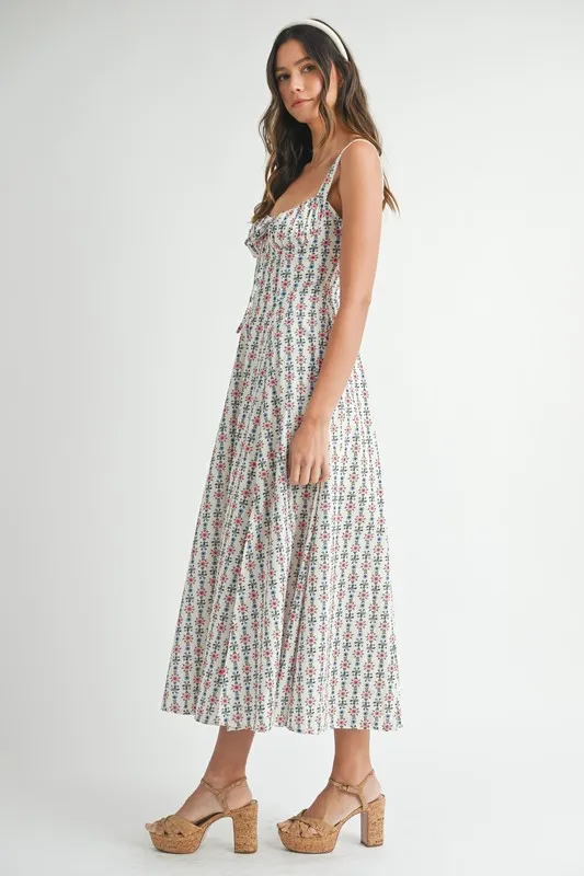 MABLE Floral Print Bustier Back Lace Up Midi Dress - Image 7