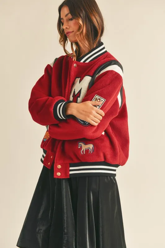 MABLE M Bomber Varsity Jacket with Patch Detail - Image 3