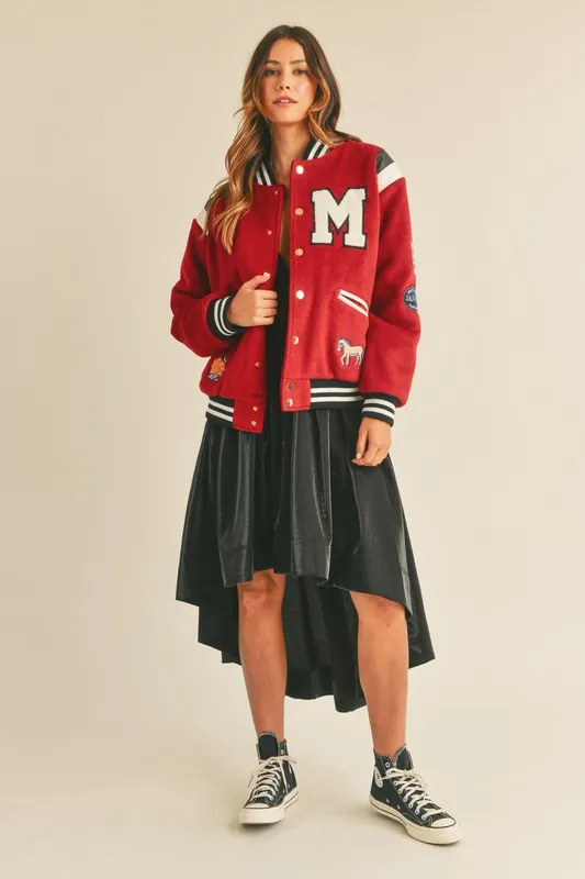 MABLE M Bomber Varsity Jacket with Patch Detail - Image 4