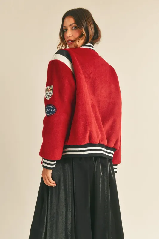 MABLE M Bomber Varsity Jacket with Patch Detail - Image 7