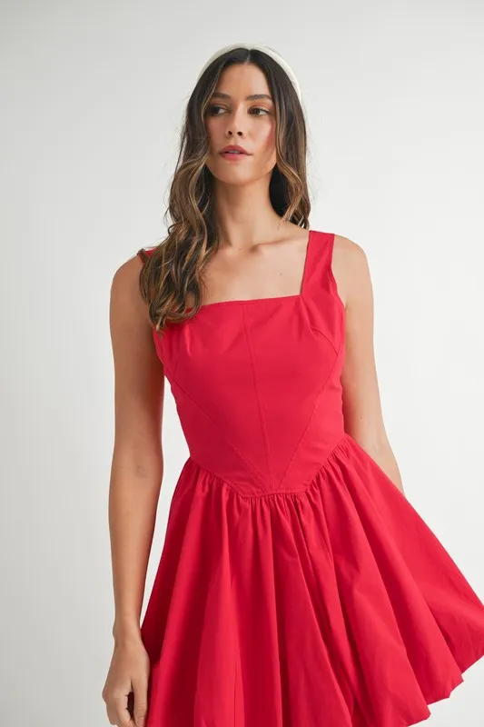 MABLE Poplin Square Neckline Bubble Mini Dress - Image 6