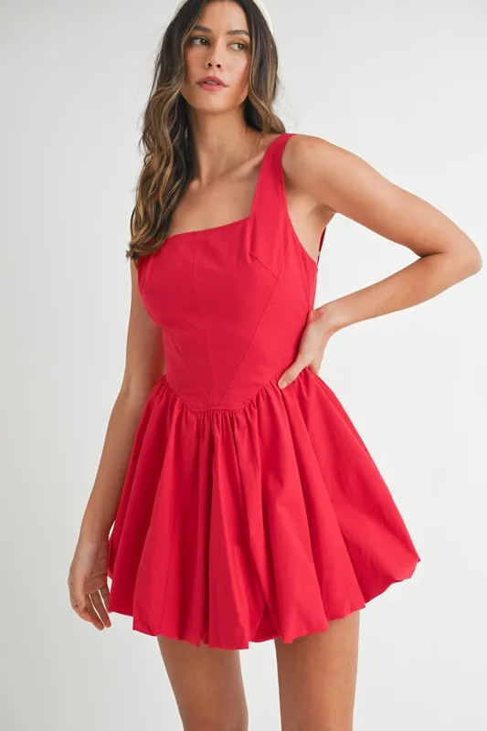 MABLE Poplin Square Neckline Bubble Mini Dress - Image 7