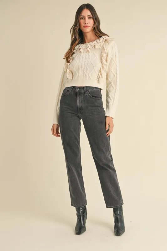 MABLE Ruffled Lace Crochet Sweater - Image 11
