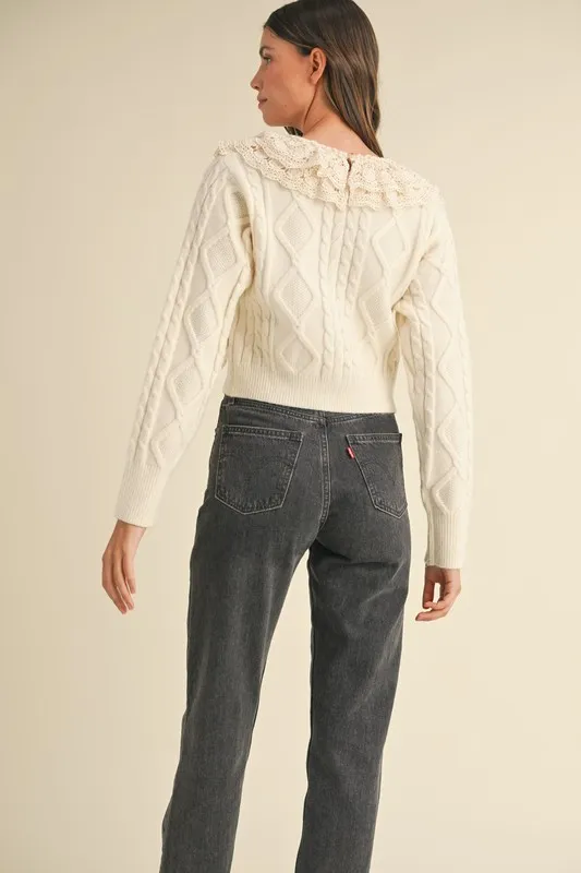 MABLE Ruffled Lace Crochet Sweater - Image 8