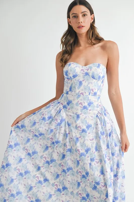 MABLE Sweetheart Neckline Floral Printed Midi Dress - Image 9