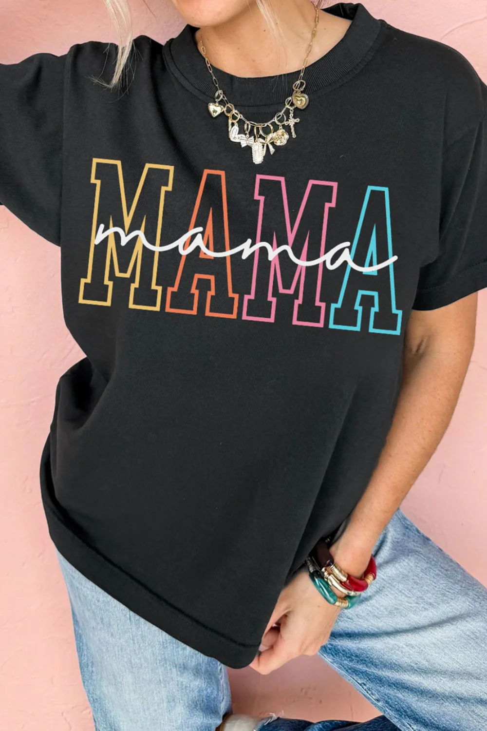 MAMA Round Neck Short Sleeve T-Shirt - Image 4