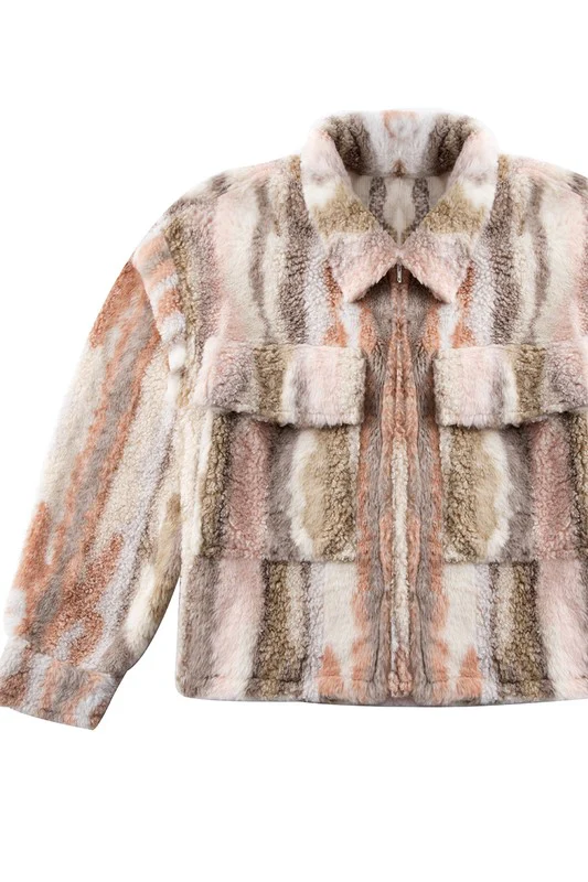 Marble printed sherpa jacket - Image 4