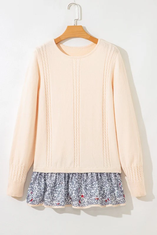 Mary Cable Texture Bohemian Ruffle Hem Sweater - Image 22