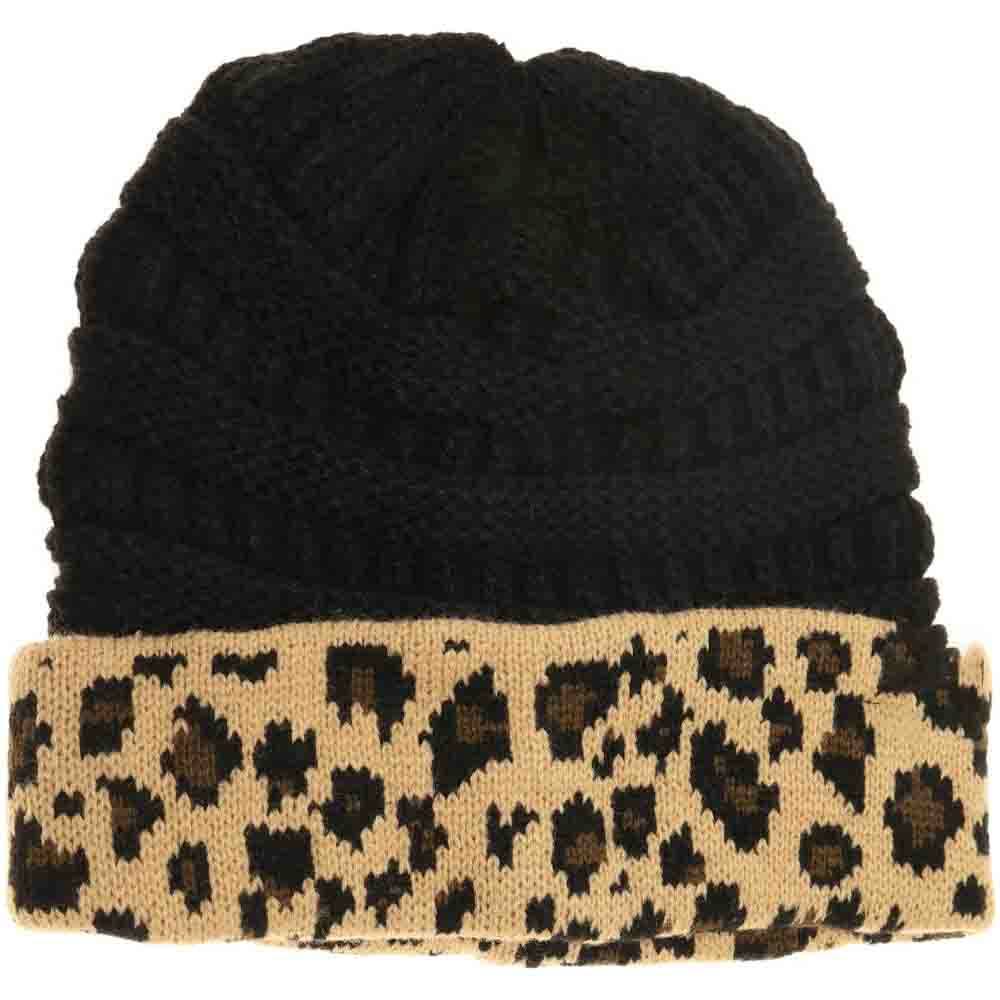 Matching Cuff Leopard Print C.C Beanie - Image 11