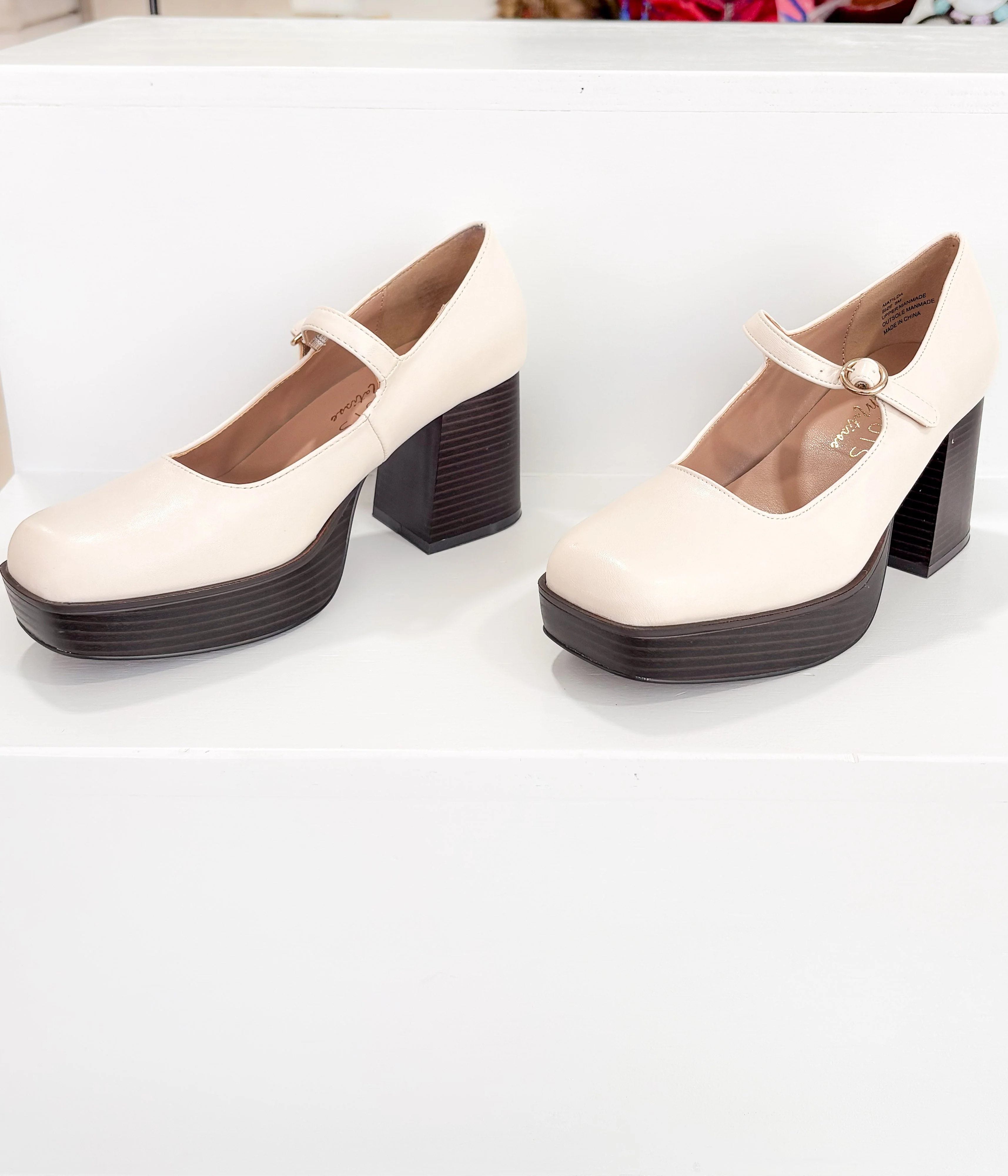 Matilda Platform Heel in Bone - Image 7