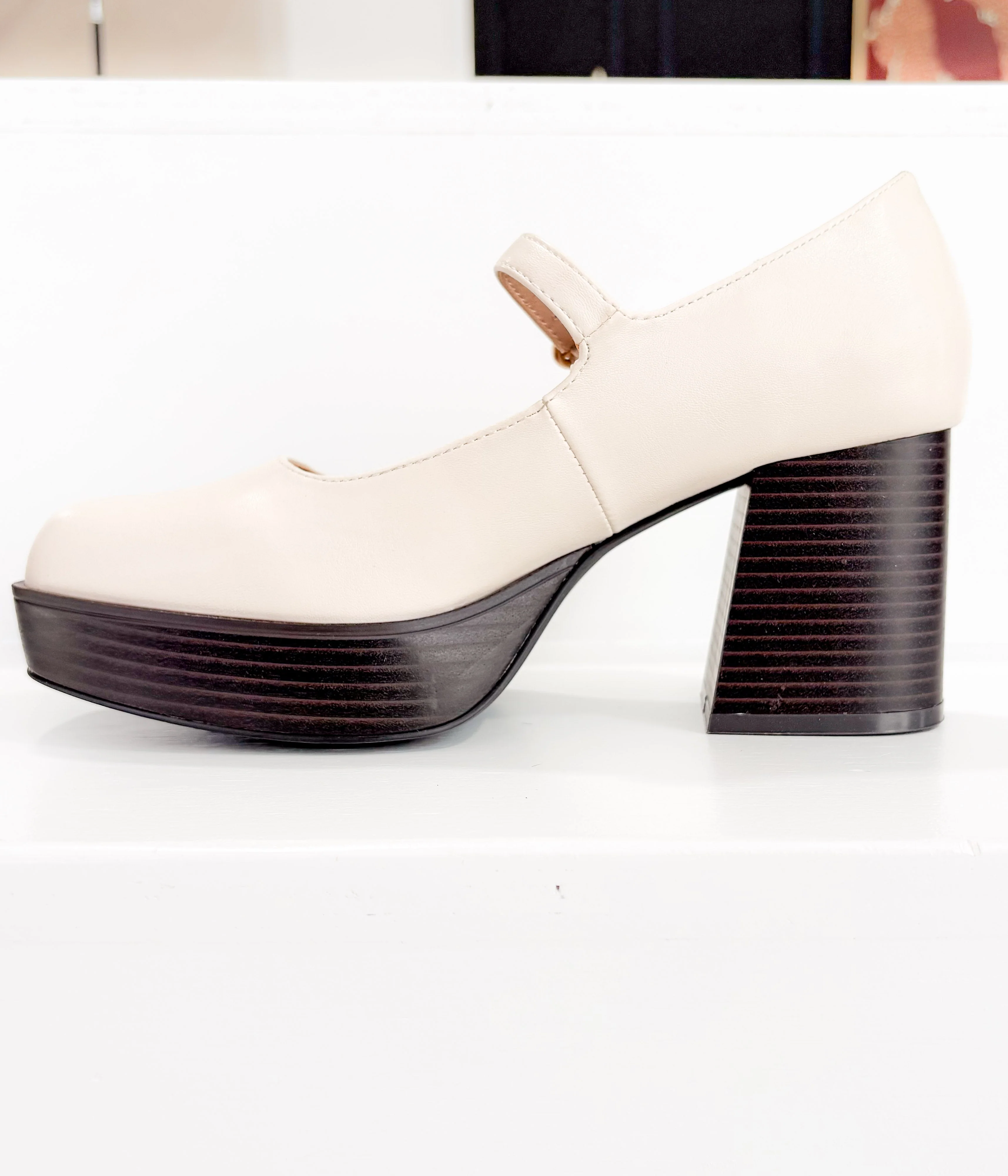 Matilda Platform Heel in Bone - Image 9