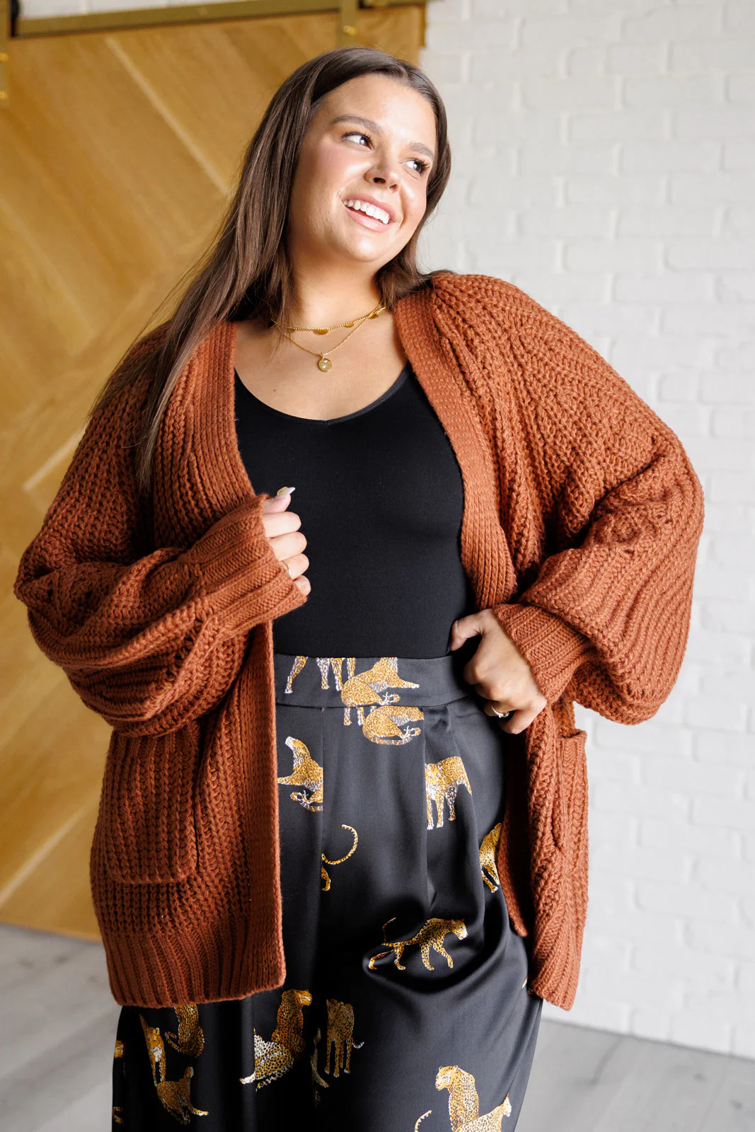 Maybe Monday Cardigan in Chestnut - Image 2