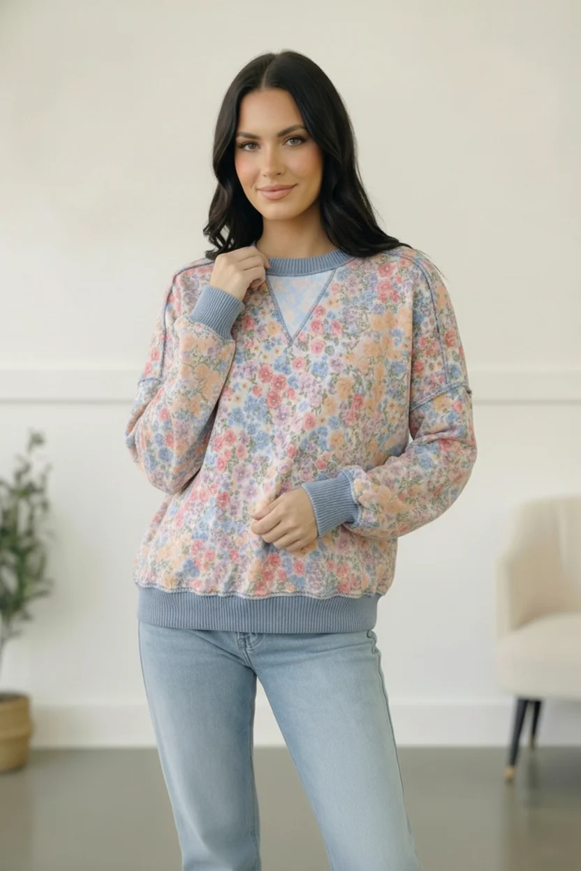 Meadow Breeze Floral Pullover - Image 3