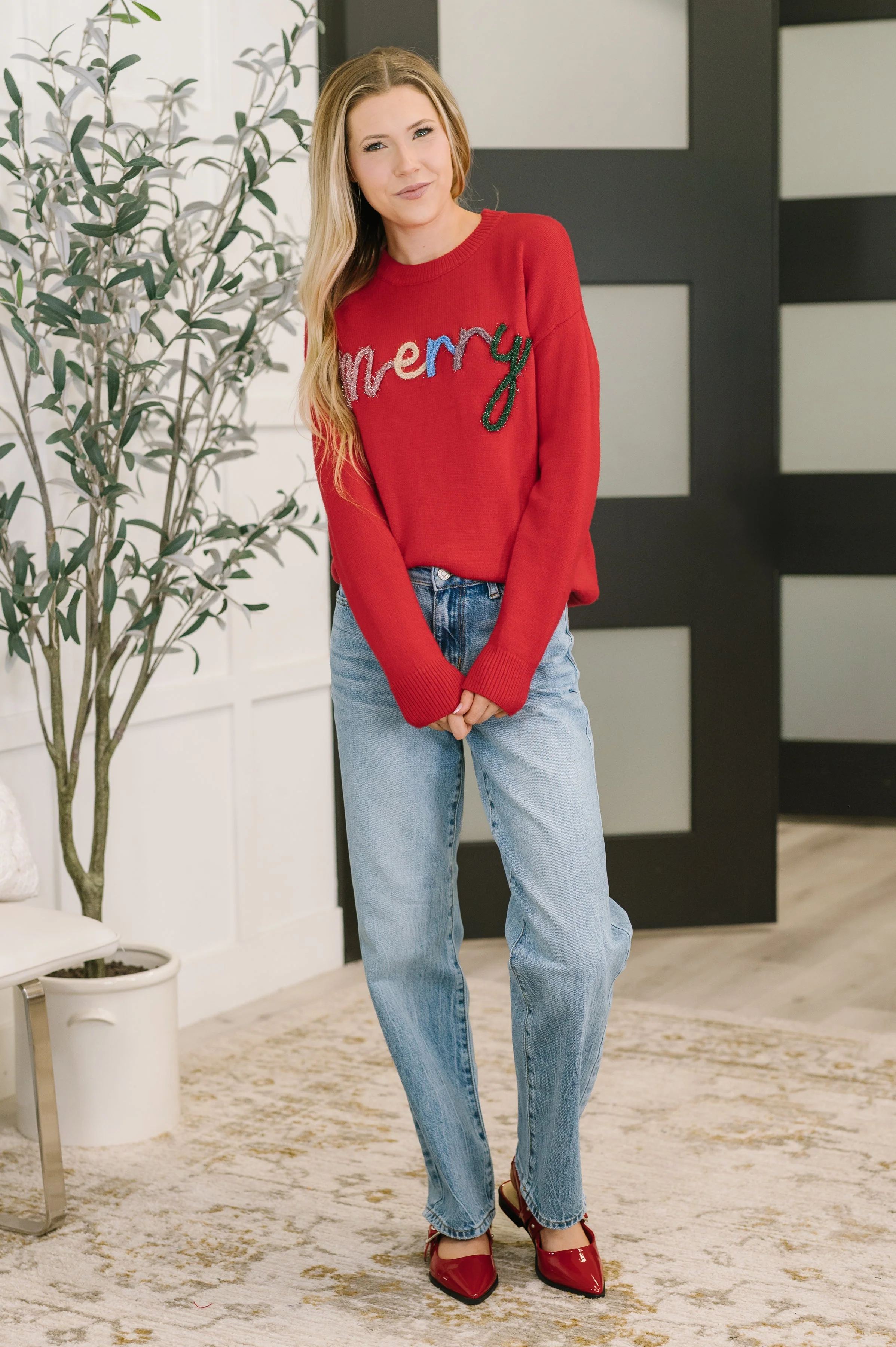 Merry Applique Drop Shoulder Pullover - Image 3