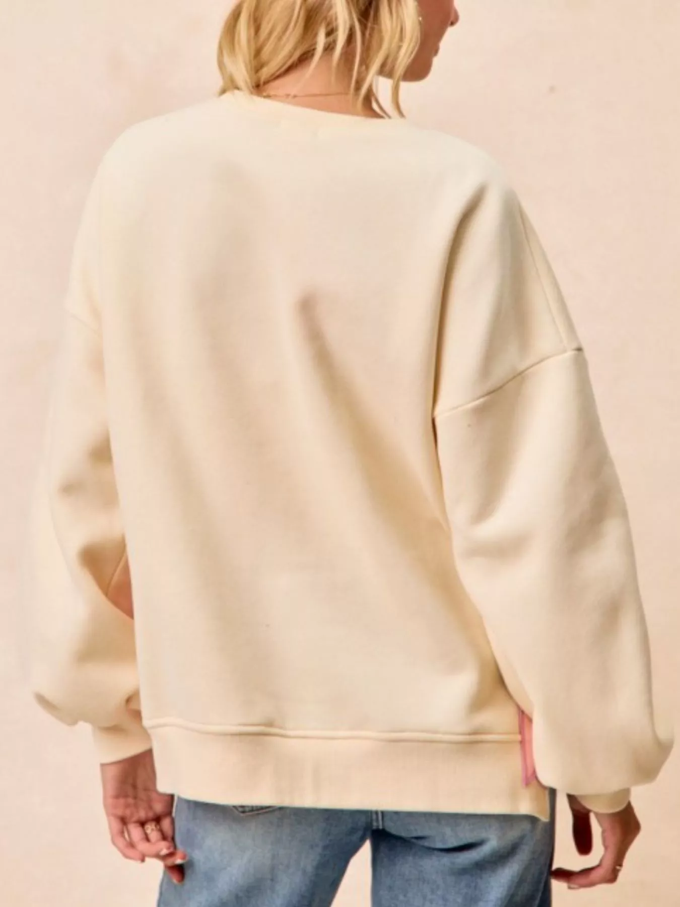 MERRY Bow Slit Crew Neck Christmas Sweatshirt - Image 29