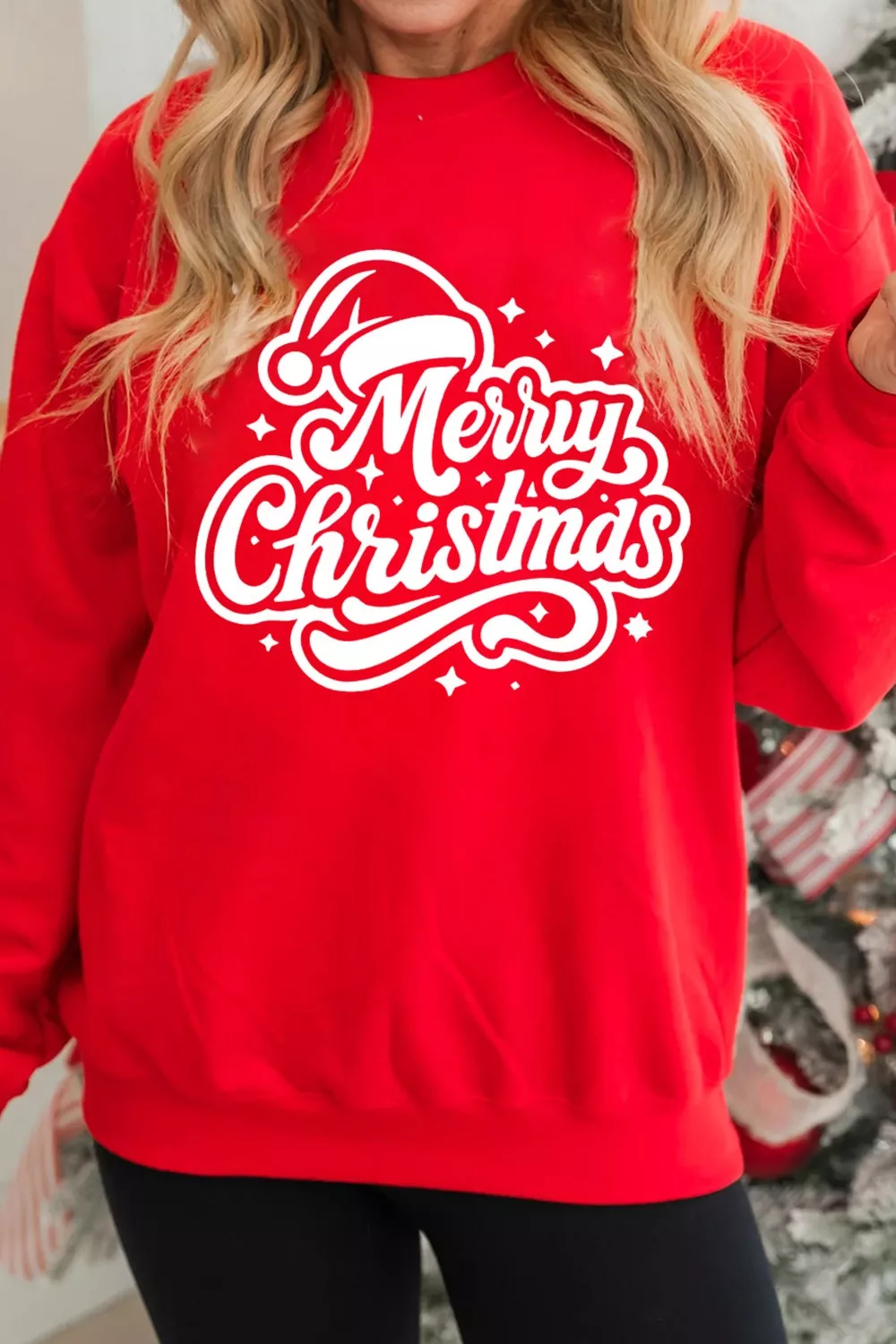 Merry Christmas Graphic Drop Shoulder Sweatshirt - Image 3