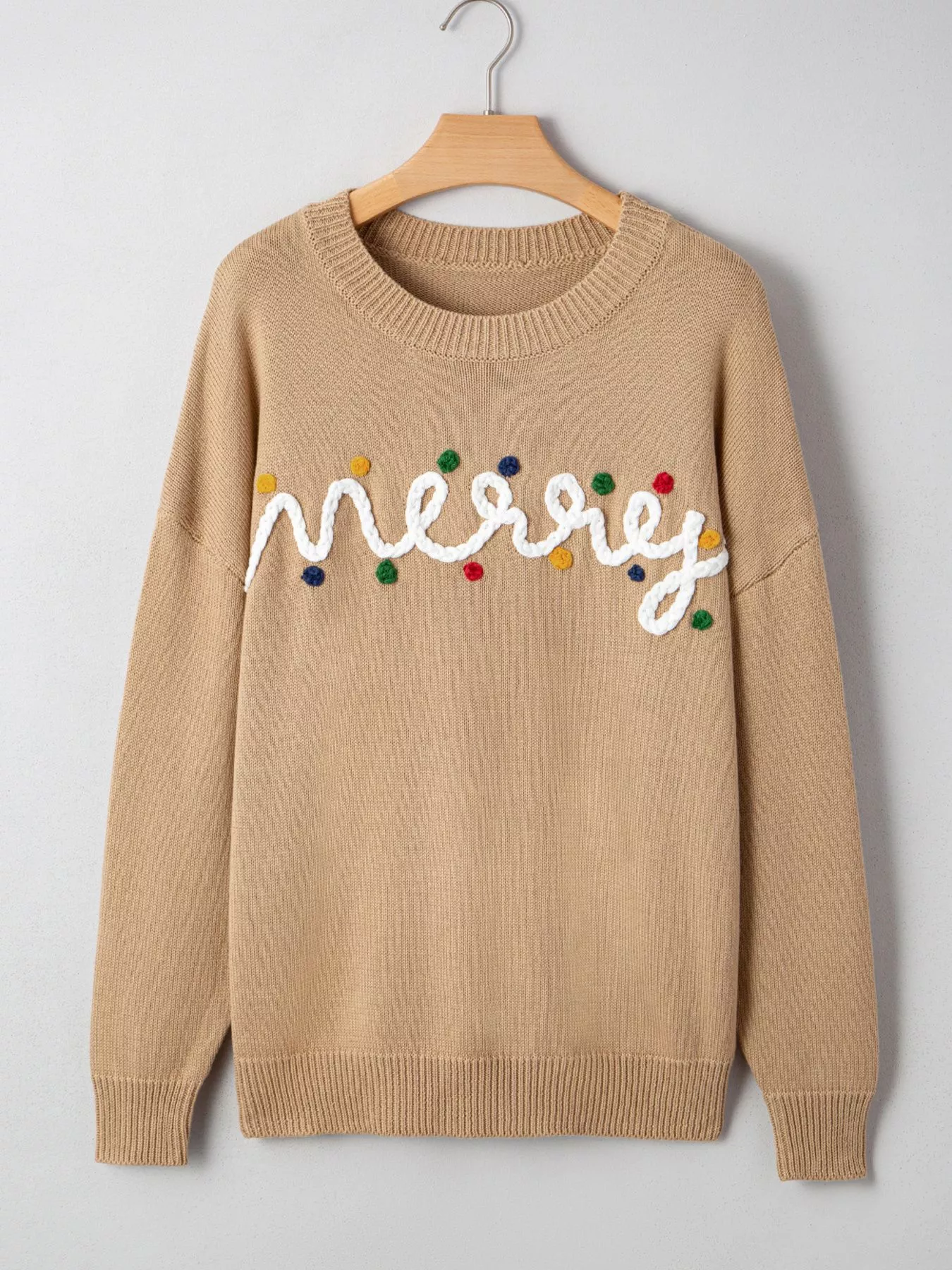 Merry Colorful Dot Detail Christmas Dolman Sweater - Image 6