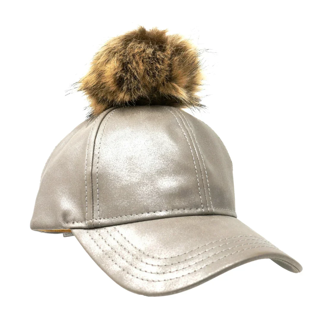 Metallic Fur Pom C.C Ball Cap - Image 2