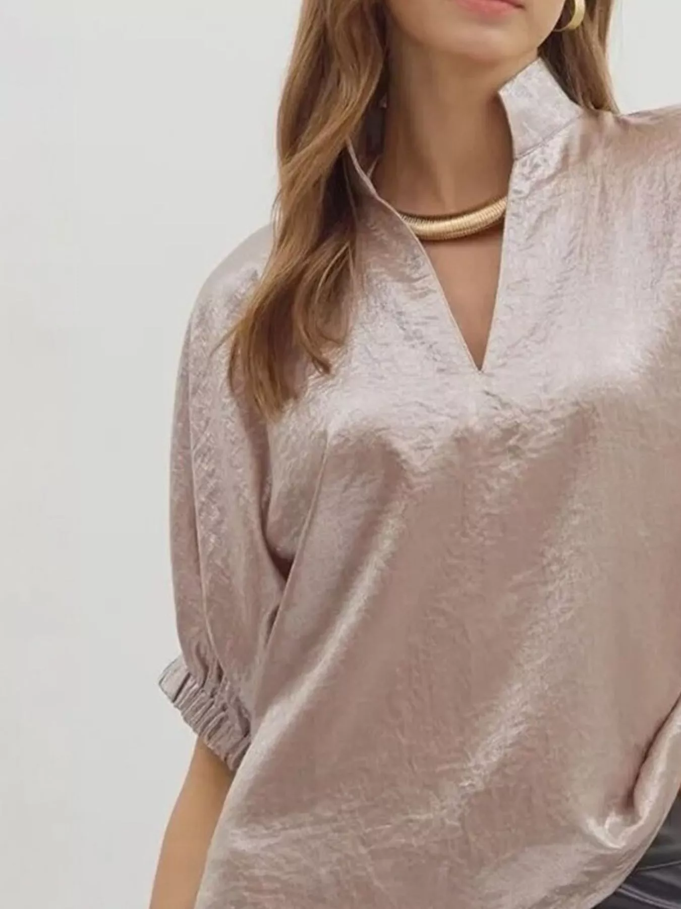 Metallic Shimmering Short Sleeve Blouse - Image 9