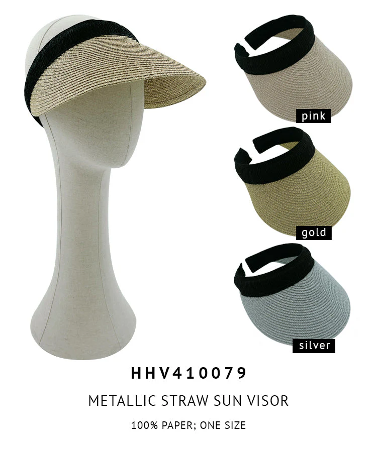 Metallic Straw Sun Visor - Image 4