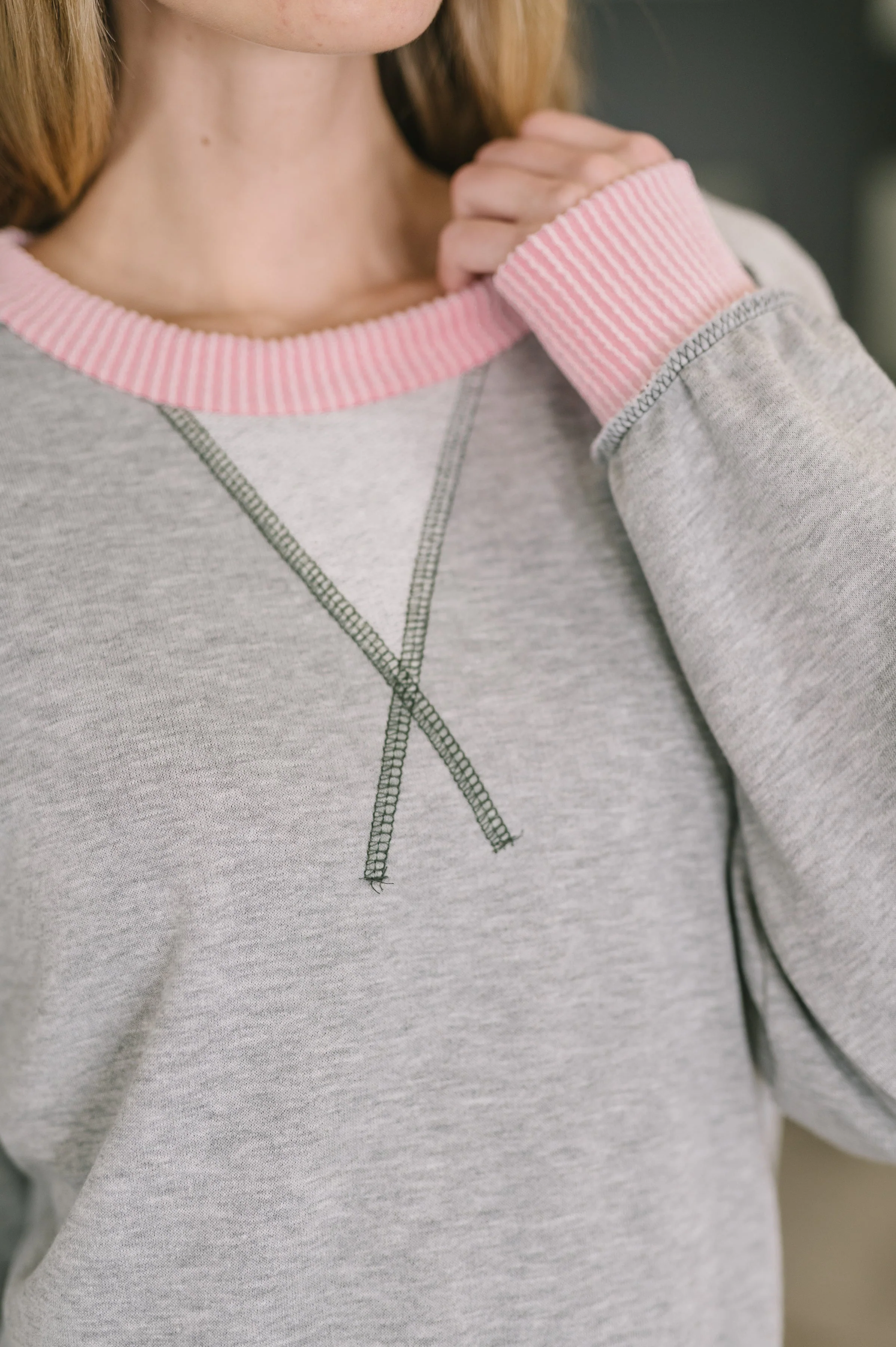 Midnight Cravings Trim Accent Pullover in Grey - Image 2