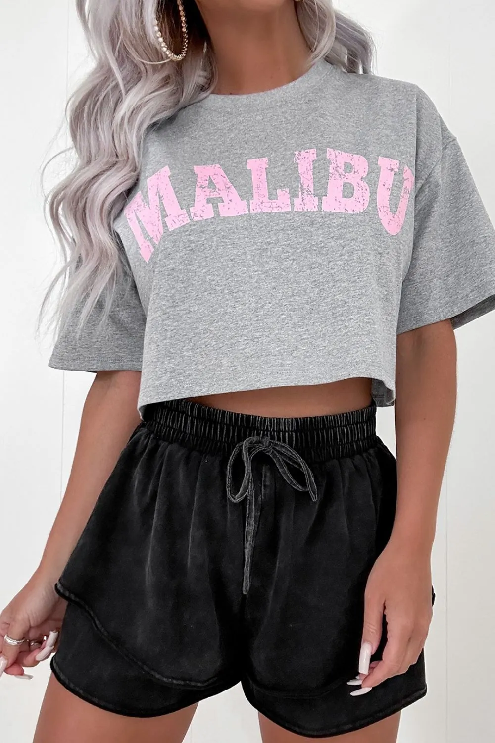 Mineral Wash French Terry High Waist Casual Shorts - Image 4