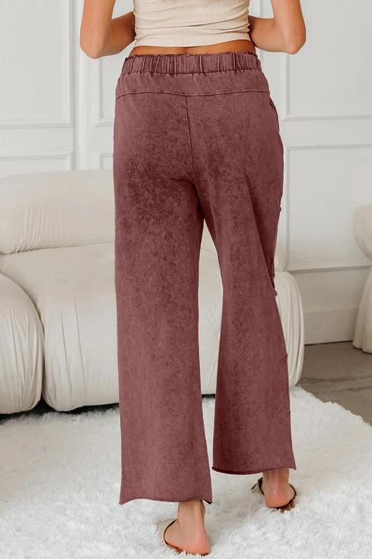 Mineral Wash High Waist Raw Hem Pants - Image 2