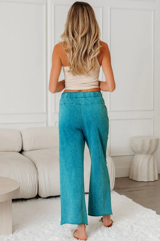 Mineral Wash High Waist Raw Hem Pants - Image 6