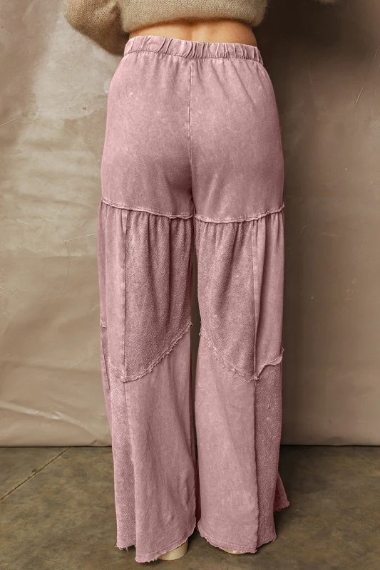 Mineral Wash Patchwork Tiered Wide Leg Pants - Image 18