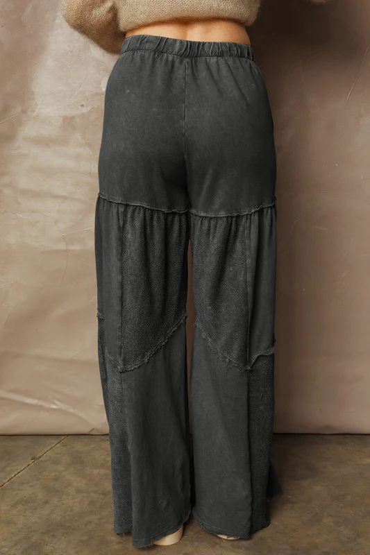 Mineral Wash Patchwork Tiered Wide Leg Pants - Image 32