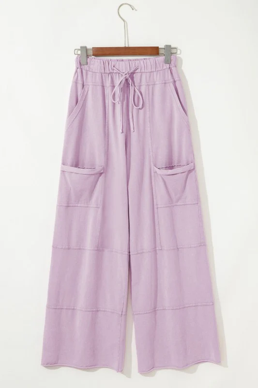 Mineral Wash Reverse Seam Drawstring Elastic Waist - Image 15