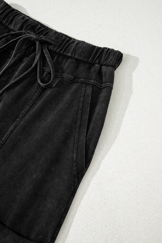 Mineral Wash Reverse Seam Drawstring Elastic Waist - Image 23