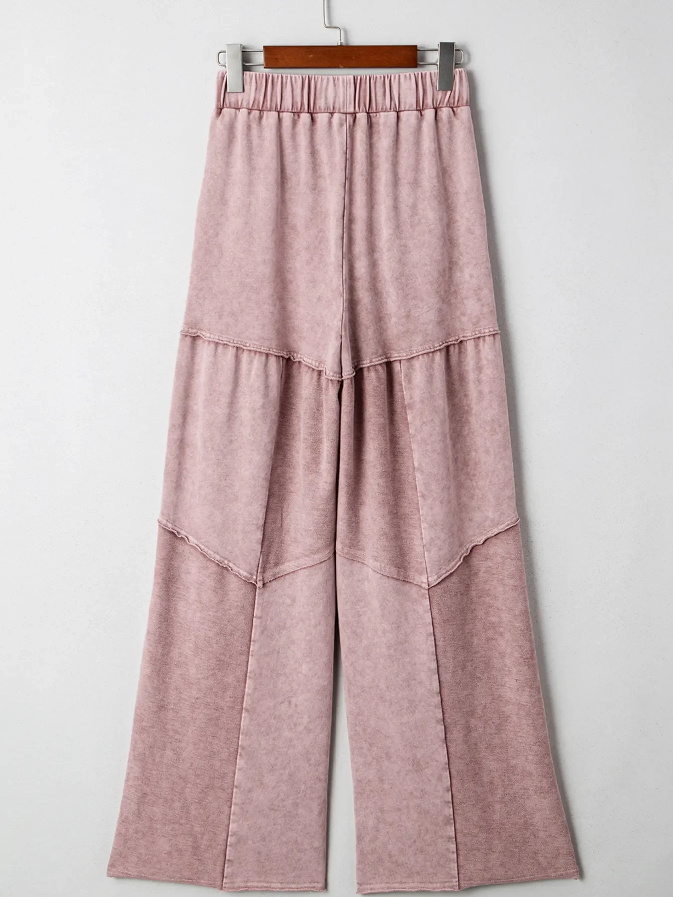 Mineral Wash Tiered Wide Leg Patchwork Drawstring Pants - Image 3