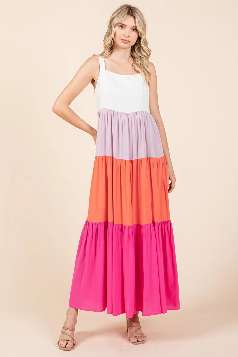 Mittoshop Color Block Tiered Pull-On Maxi Dress - Image 2