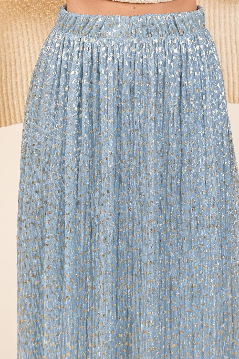 Mittoshop Metallic Glitter Speckle Print Elastic Midi Skirt - Image 3
