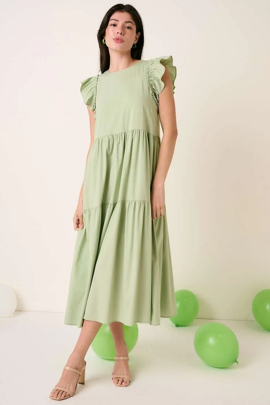 Mittoshop Ruffle Short Sleeve Tiered Maxi Dress - Image 3