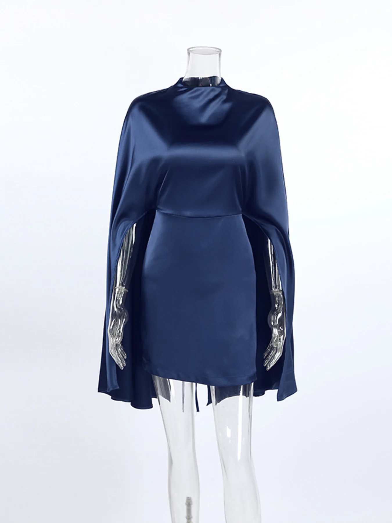Mock Neck Cape Sleeve Mini Dress - Image 3