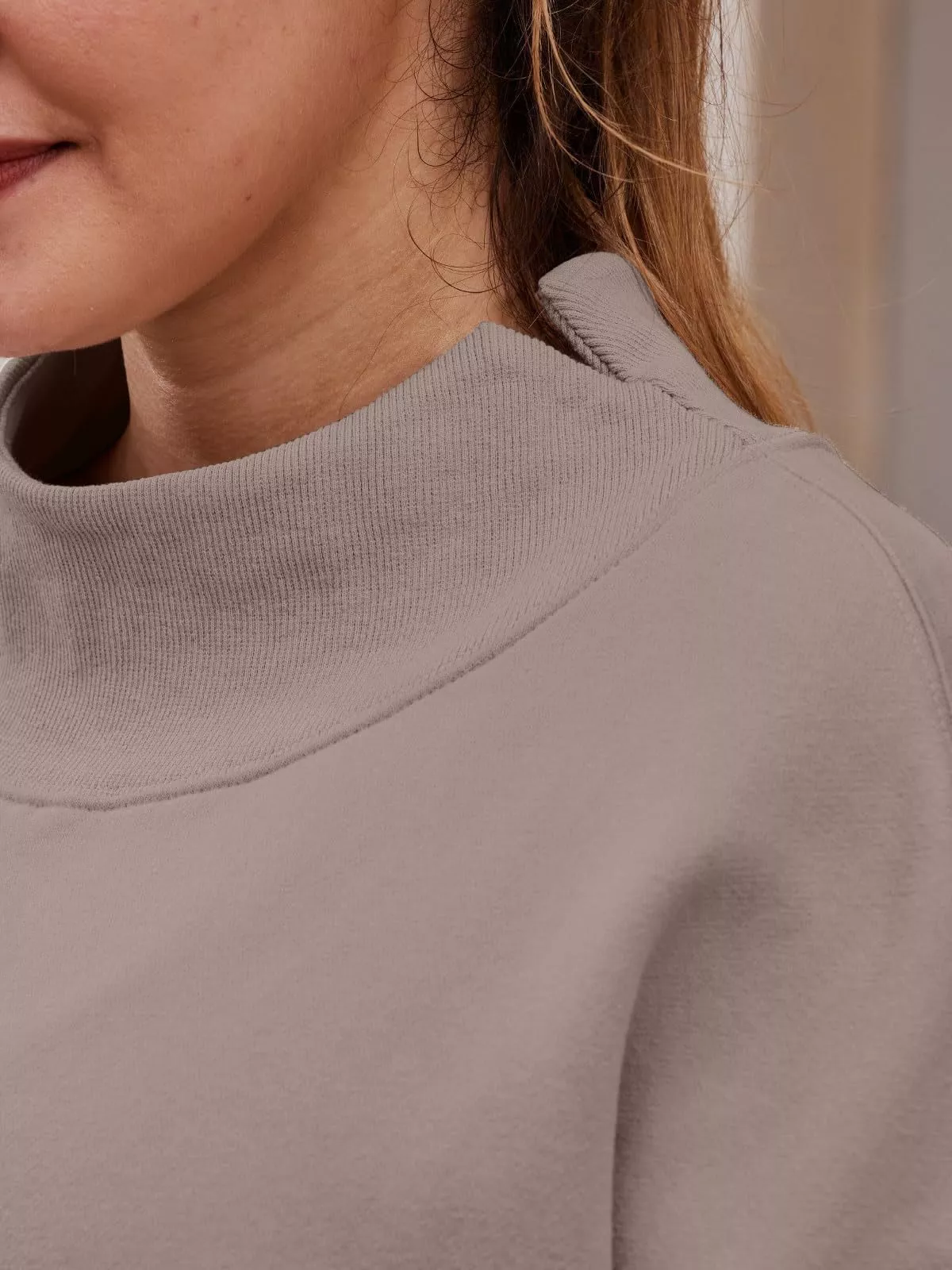 Mock Neck Dropped Shoulder Sweatshirt - Image 18