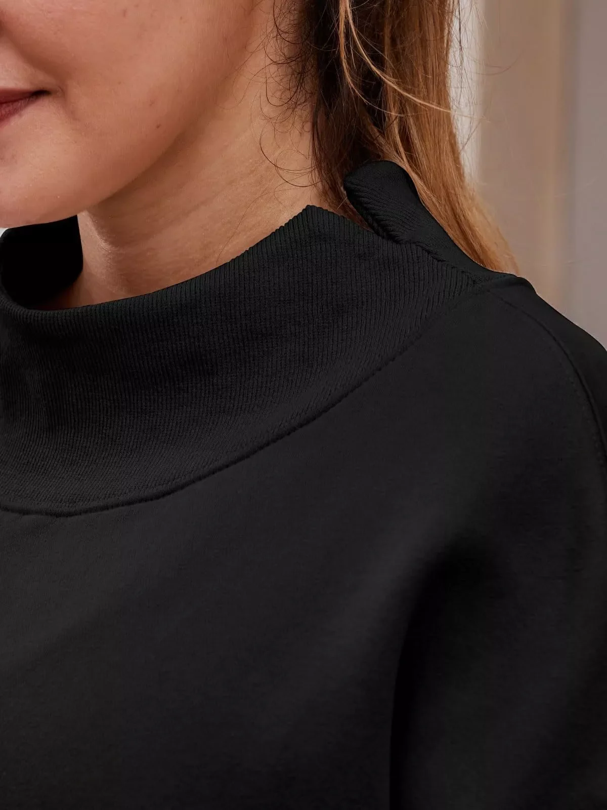 Mock Neck Dropped Shoulder Sweatshirt - Image 7