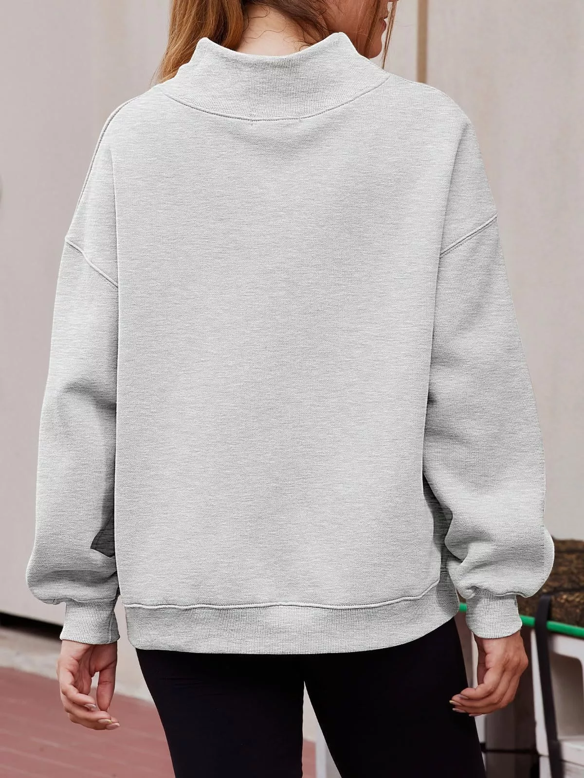 Mock Neck Dropped Shoulder Sweatshirt - Image 9