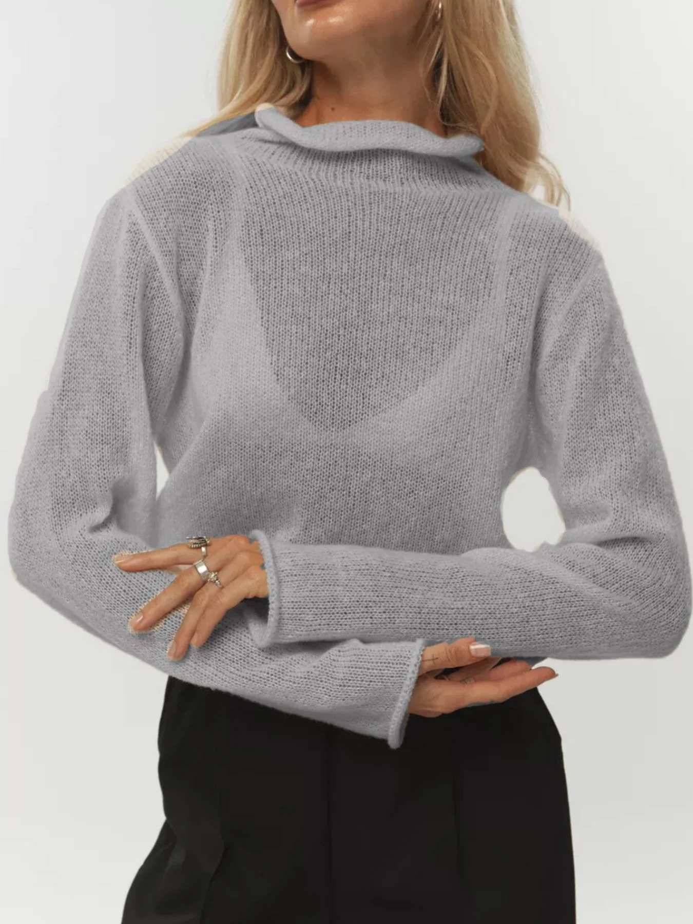 Mock Neck Long Sleeve Sweater - Image 13
