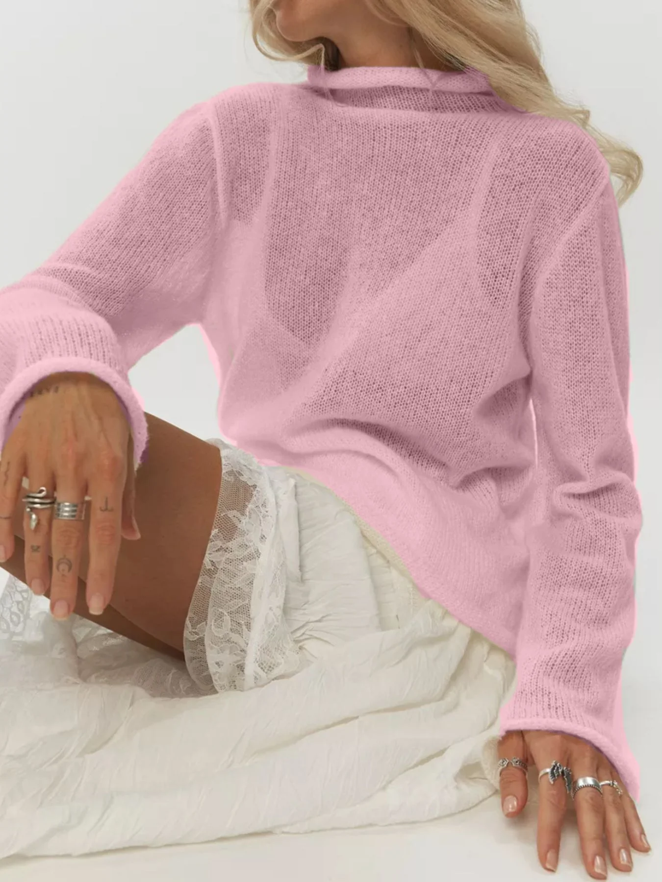 Mock Neck Long Sleeve Sweater - Image 5
