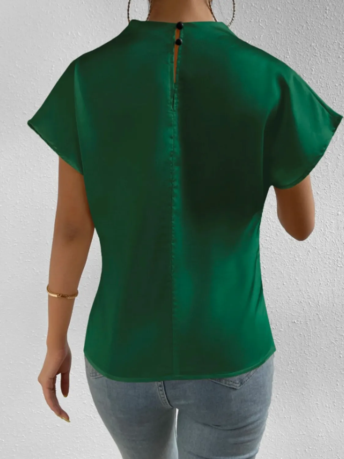 Mock Neck Short Sleeve Blouse - Image 15