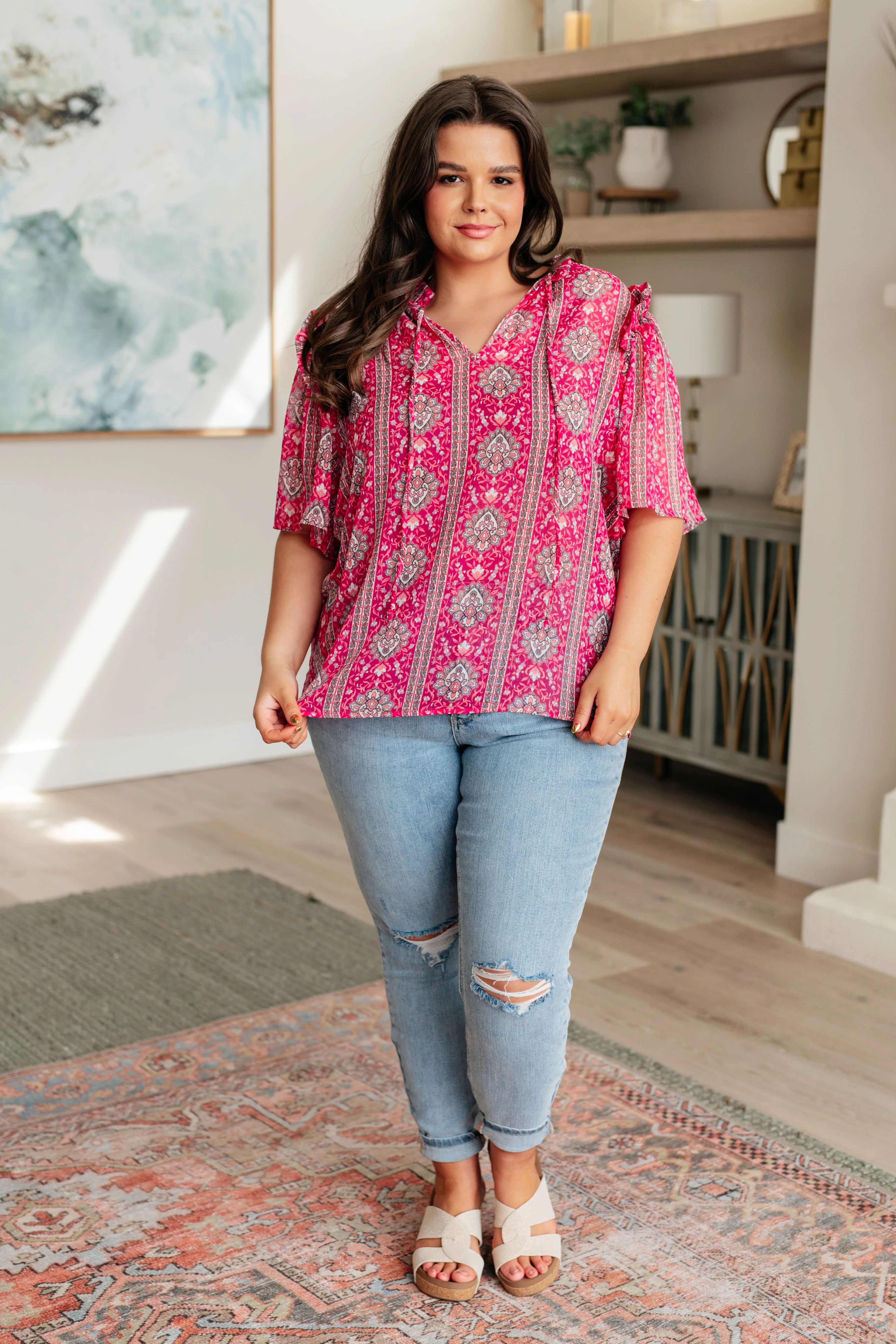 Moments Like This V-Neck Bell Sleeve Blouse - Image 4