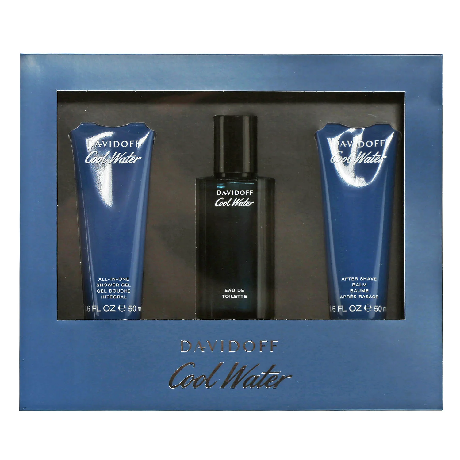 COOL WATER BY DAVIDOFF - 1.4 OZ EDT/ 1.7 AFTER SHAVE BALM/ 1.7 OZ SHOWER GEL