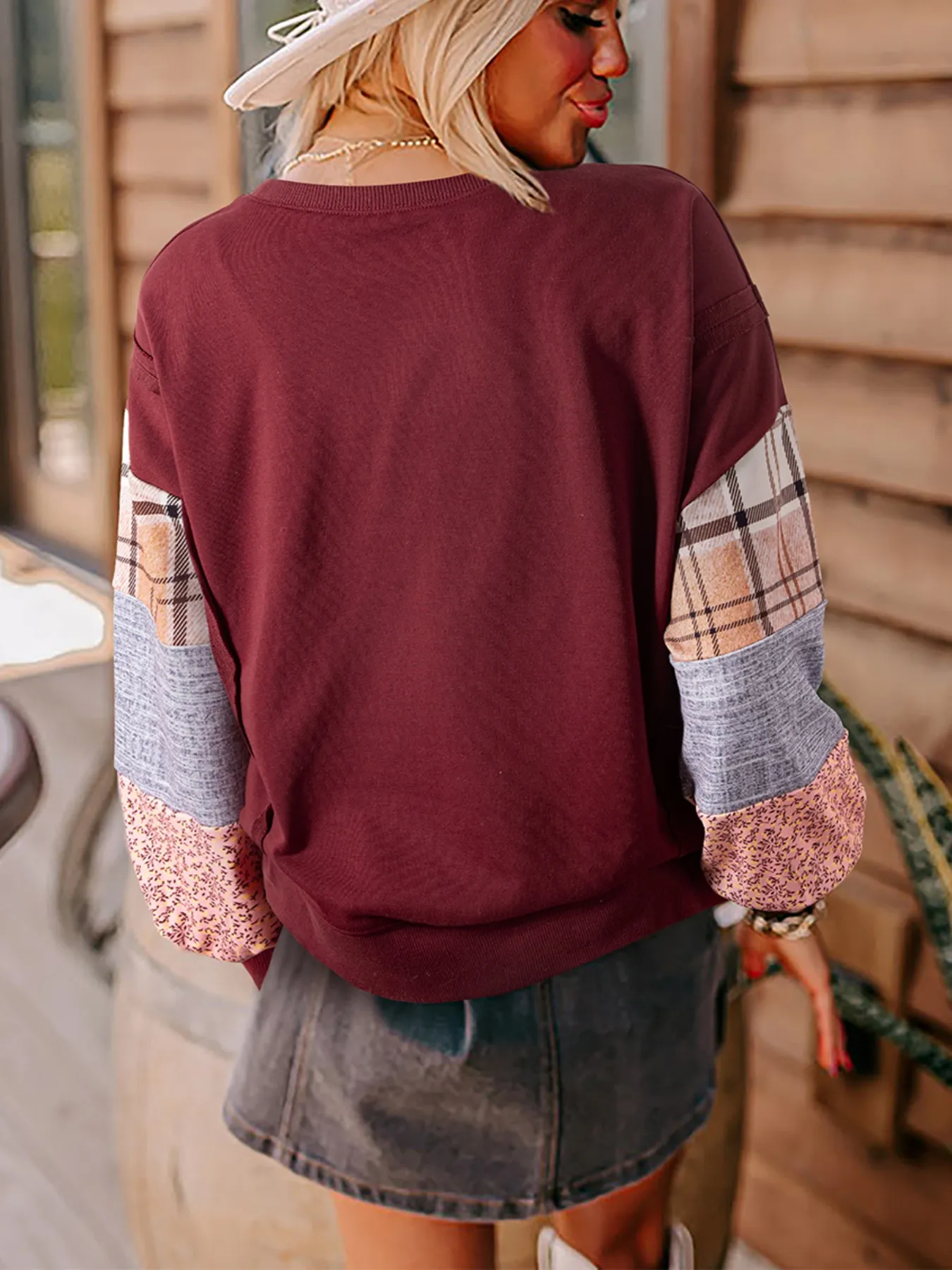 Multi-Pattern Long Sleeve Sweatshirt - Image 2