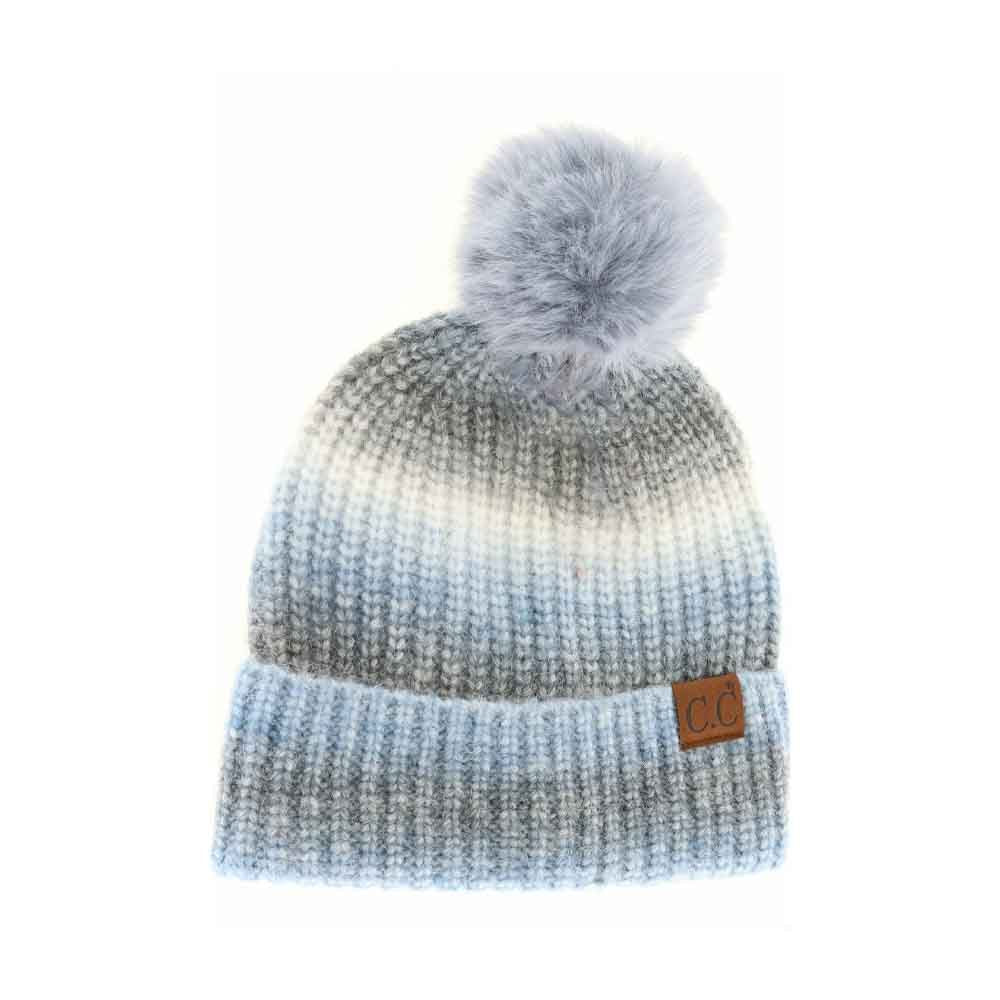 Multicolored Ombre Fur Pom C.C Beanie - Image 3